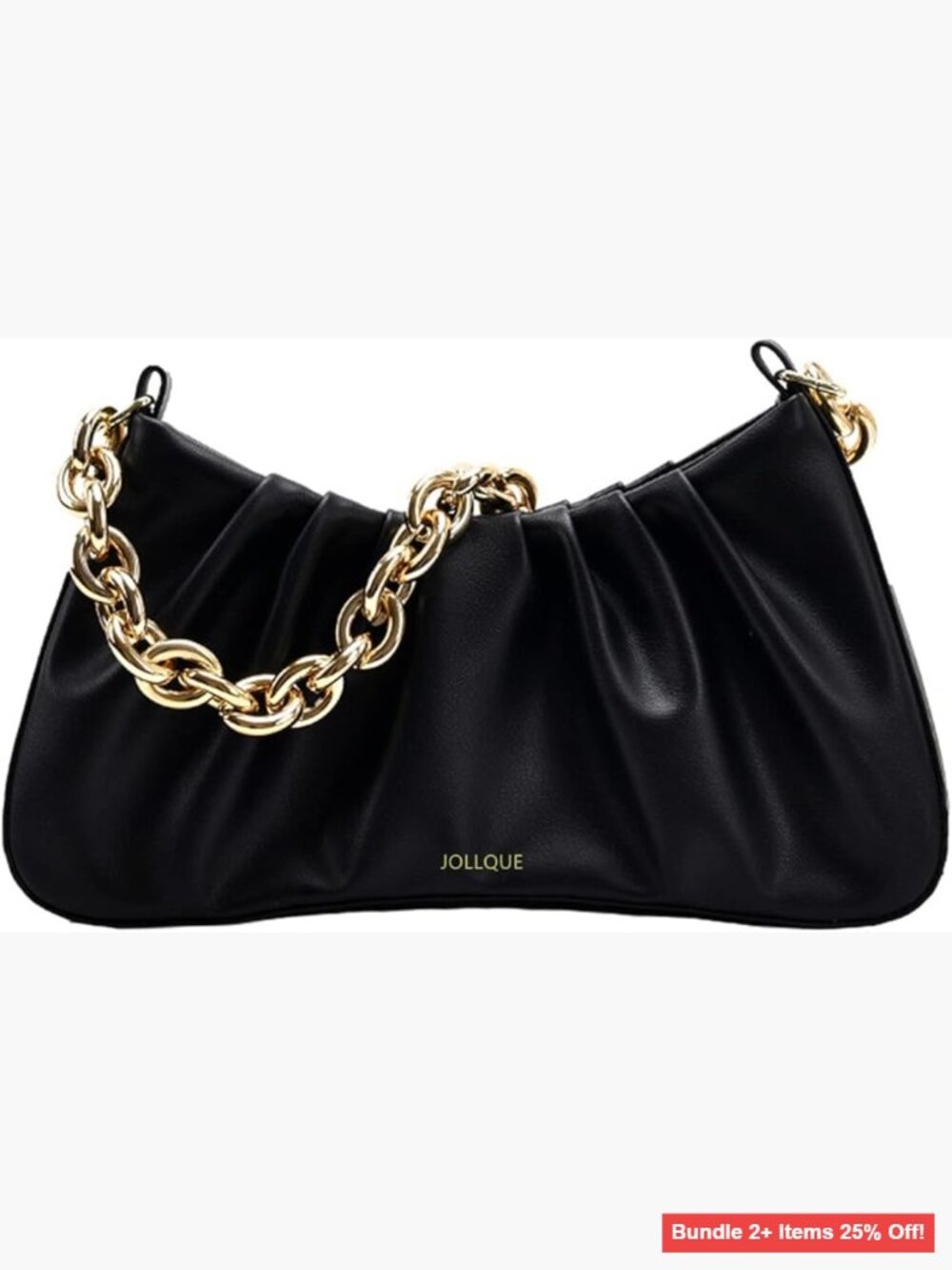 Small Faux Leather Shoulder Bag with Gold Chain Magnetic Closure Clutch